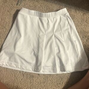 White Varsity Pleated Skirt